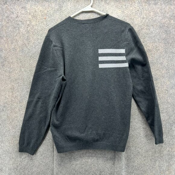 Adidas Pullover Men Small Gray Knit Pullover Crewneck Sweatshirt Trefoil CF540 - Picture 2 of 10